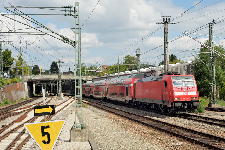146 202 mit S-Bahnersatzzug bei km 15,4 (September 2021)