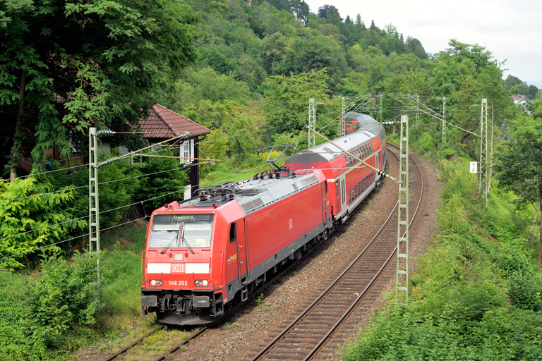 146 202 mit S-Bahnersatzzug bei km 9,4 (August 2021)
