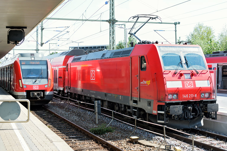 146 211 mit S-Bahnersatzzug bei km 15,6 (August 2021)