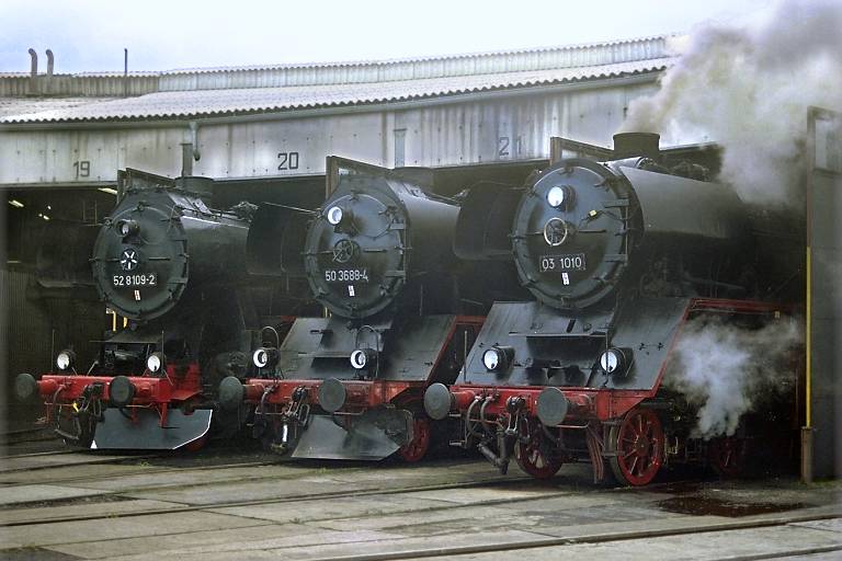 03 1010, 50 3688 und 52 8109 in Arnstadt (April 1999)
