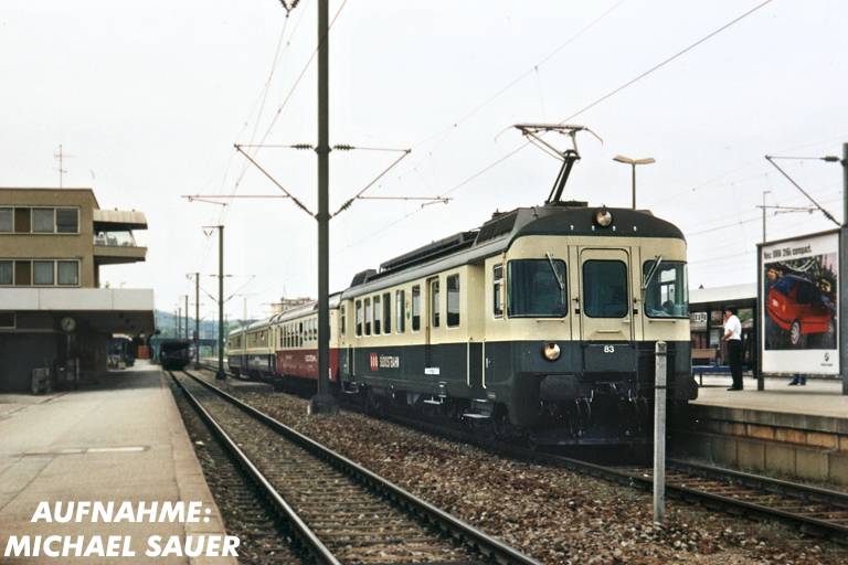 SOB BDe 4/4 83 (BDe 576 483) bei km 25,8 (Mai 1994)