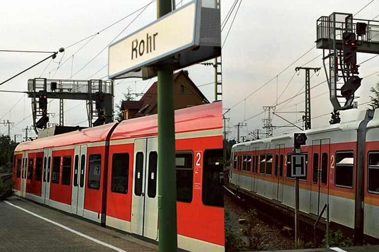 Baureihe 423 und 420 bei km 16,6 (Juni 2002)