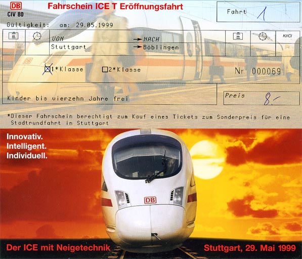 Er&ouml;ffnungsfahrt des ICE-T Baureihe 415 (Mai 1999)