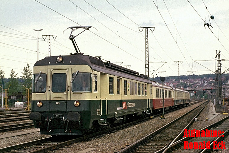 SOB BDe 4/4 83 (BDe 576 483) bei km 15,8 (Mai 1994)