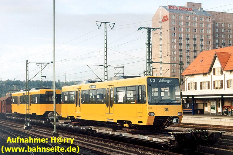 Stadtbahnverladung im Bahnhof Stuttgart-Vaihingen bei km 15,6 (1990er-Jahre)