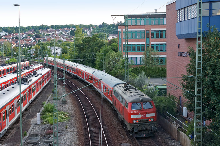 218 491 mit Lr 70623 bei km 16,0 (August 2009)