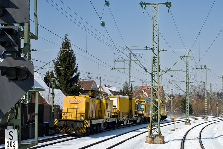 EBW Cargo V 130.13 mit DBV 92490 bei km 16,6 (M&auml;rz 2010)