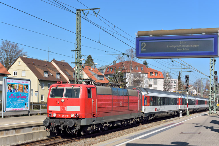 181 204 mit IC 187 bei km 15,6 (M&auml;rz 2014)