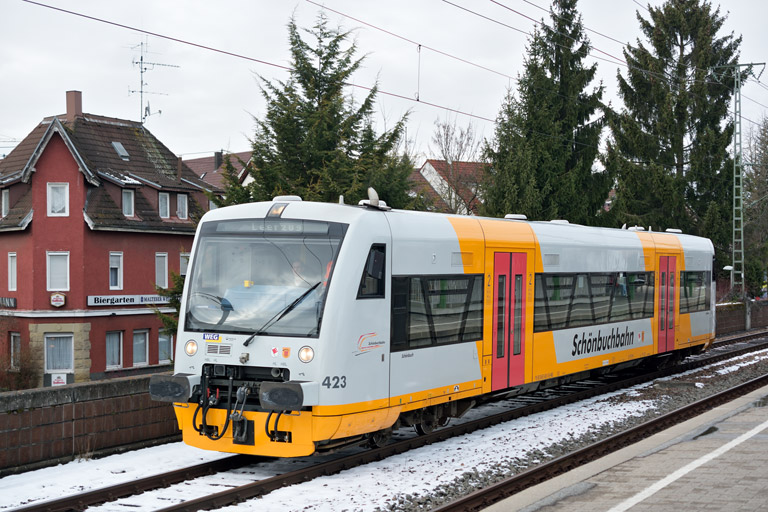 Regioshuttle VT 423 bei km 16,8 (Januar 2015)
