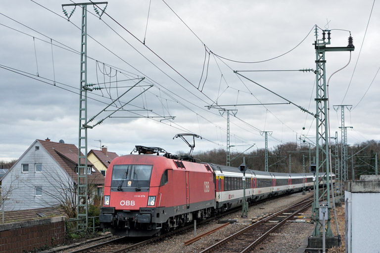 &Ouml;BB 1116 279 mit IC 280 bei km 16,8 (Dezember 2017)