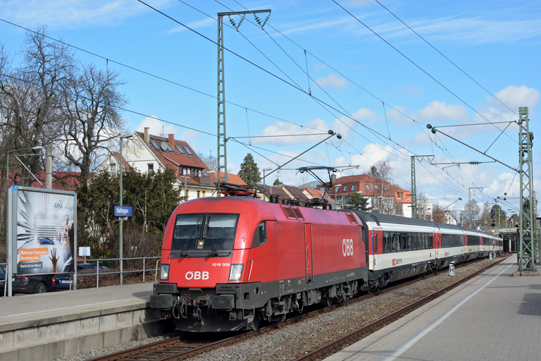&Ouml;BB 1016 009 mit IC 187 bei km 15,6 (M&auml;rz 2018)