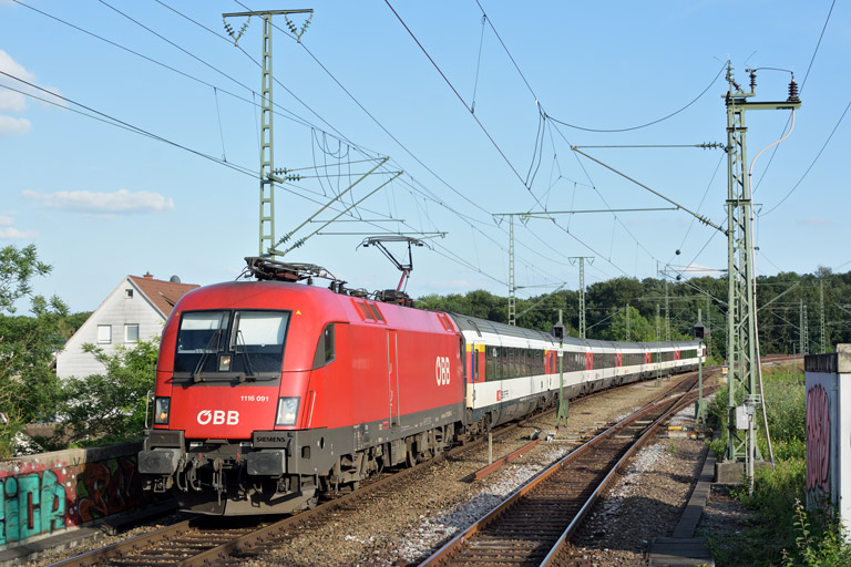 &Ouml;BB 1116 091 mit IC 184 bei km 16,8 (Juni 2018)