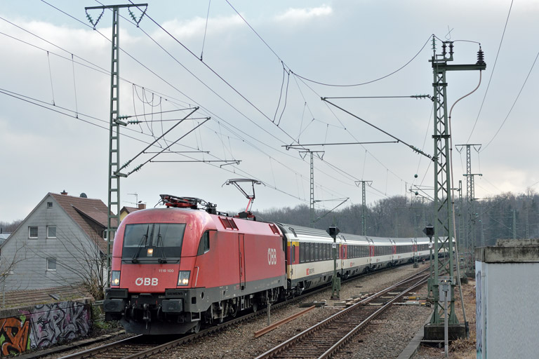 &Ouml;BB 1116 100 mit IC 188 bei km 16,8 (Januar 2018)