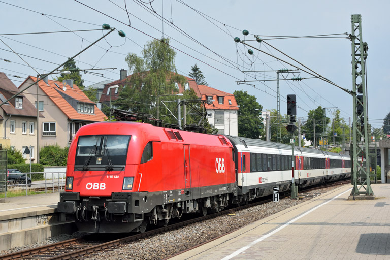 &Ouml;BB 1116 132 mit IC 187 bei km 15,6 (Juli 2018)