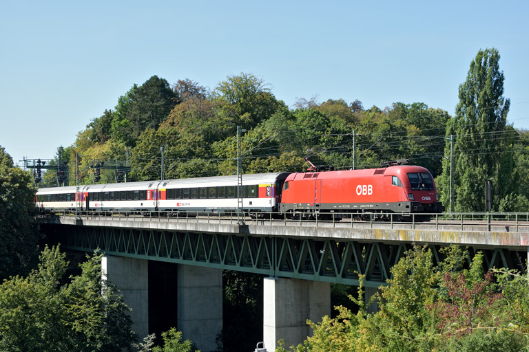&Ouml;BB 1116 134 mit IC 282 bei km 14,6 (August 2018)