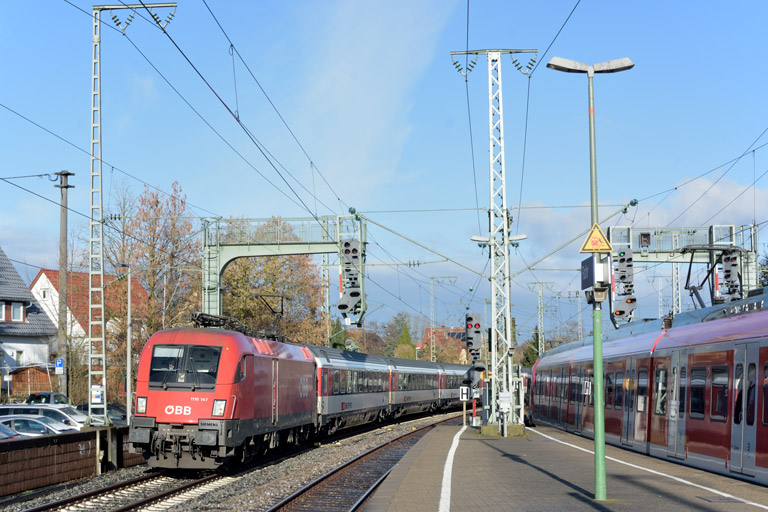 &Ouml;BB 1116 147 mit IC 185 bei km 16,6 (Januar 2018)