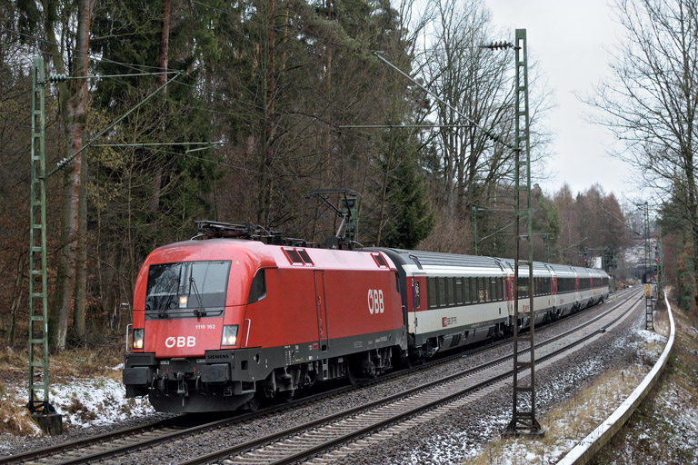 &Ouml;BB 1116 162 mit IC 187 bei km 18,6 (Januar 2018)