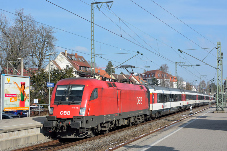 &Ouml;BB 1116 164 mit IC 187 bei km 15,6 (Februar 2018)