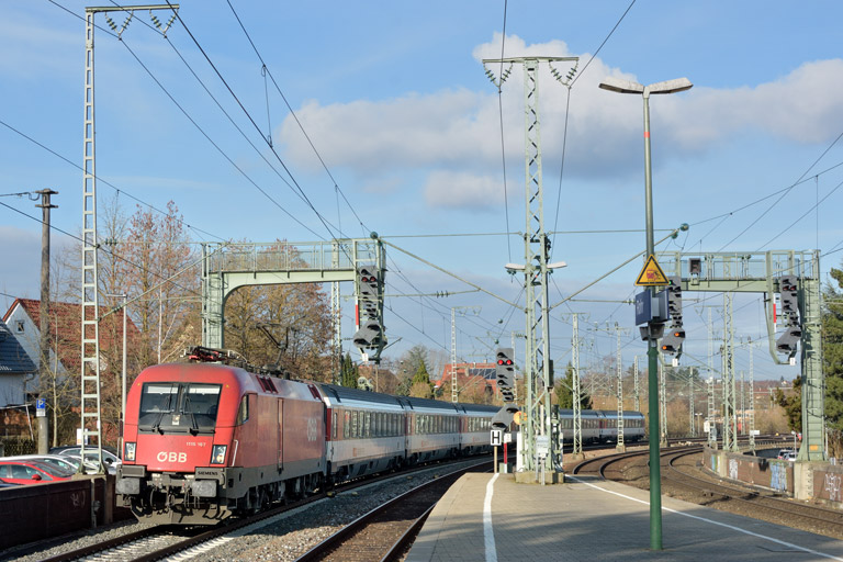 &Ouml;BB 1116 167 mit IC 187 bei km 16,6 (Januar 2018)