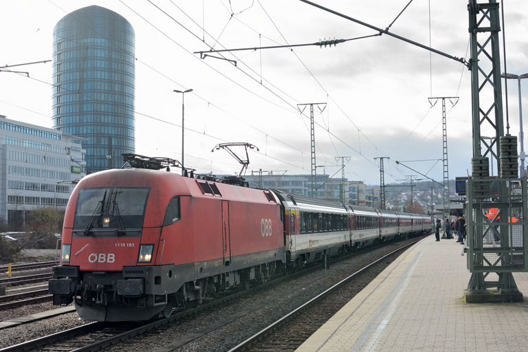 &Ouml;BB 1116 181 mit IC 280 bei km 15,6 (Januar 2018)
