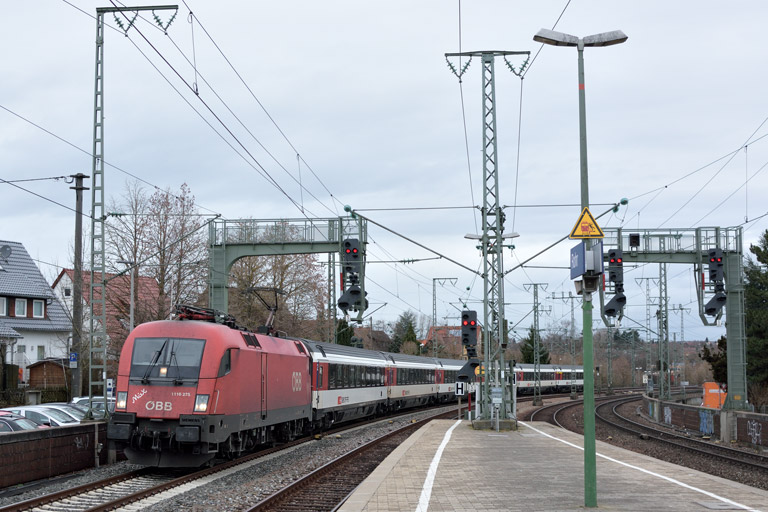 &Ouml;BB 1116 275 mit IC 187 bei km 16,6 (Januar 2018)