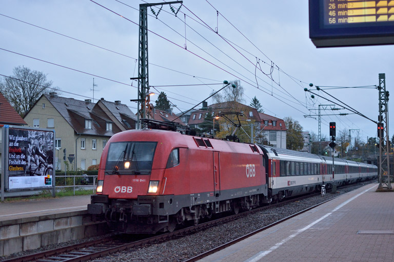 &Ouml;BB 1116 041 mit IC 281 bei km 15,6 (November 2019)