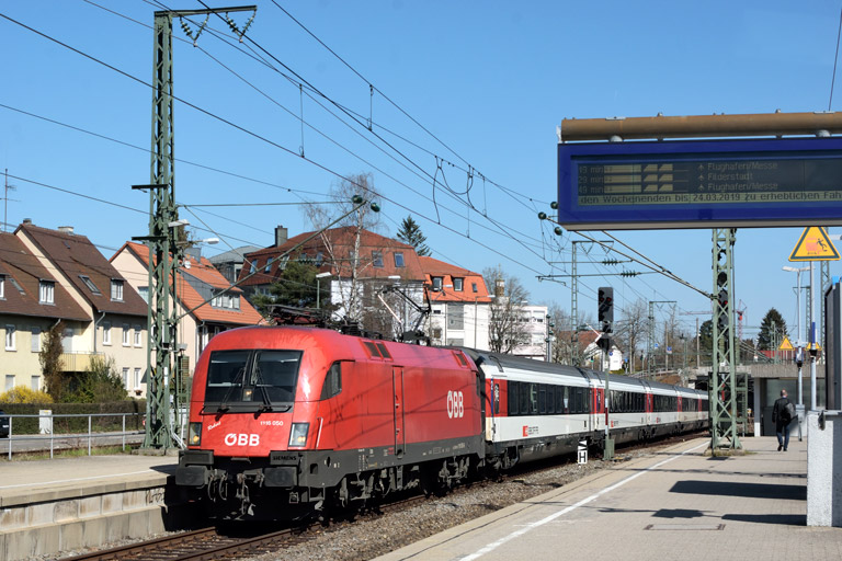 &Ouml;BB 1116 050 mit IC 187 bei km 15,4 (M&auml;rz 2019)