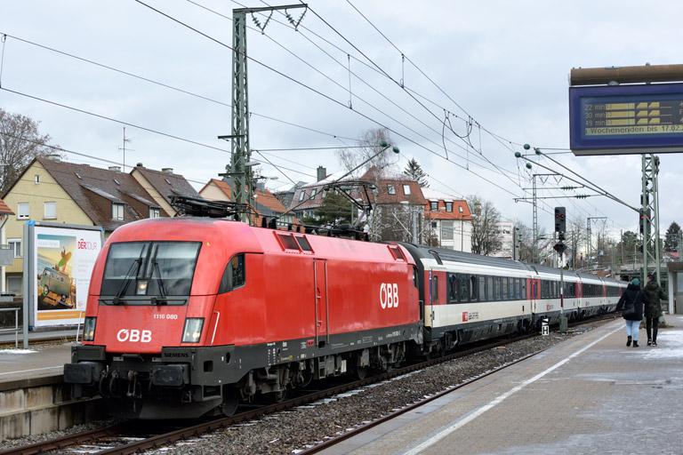 &Ouml;BB 1116 080 mit IC 187 bei km 15,6 (Januar 2019)