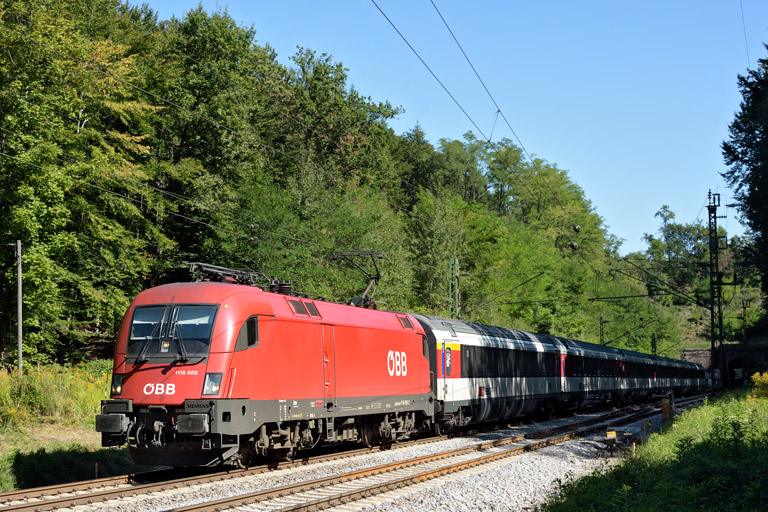 &Ouml;BB 1116 085 mit IC 187 bei km 18,2 (September 2019)