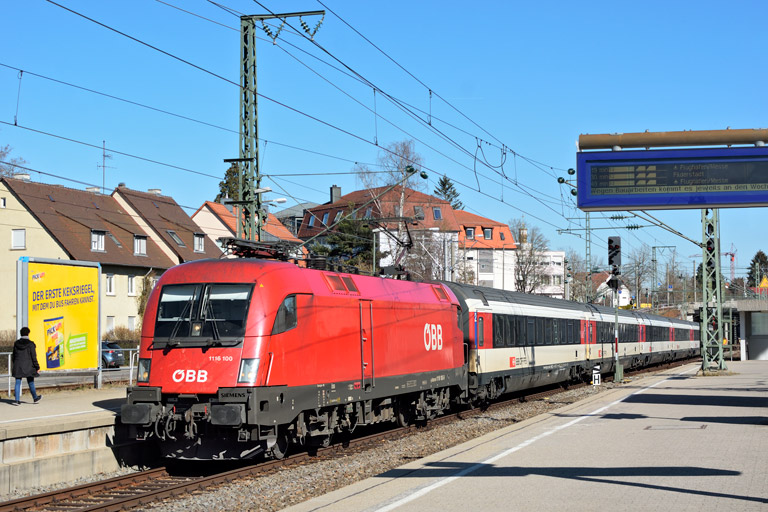 &Ouml;BB 1116 100 mit IC 187 bei km 15,6 (Februar 2019)