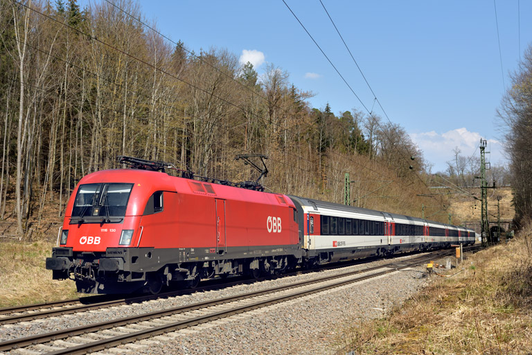 &Ouml;BB 1116 130 mit IC 189 bei km 18,2 (M&auml;rz 2019)