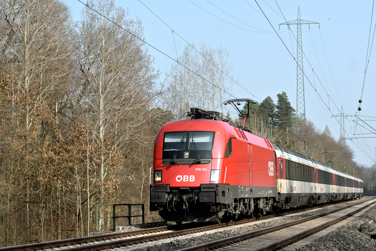 &Ouml;BB 1116 131 mit IC 189 bei km 22,2 (M&auml;rz 2019)