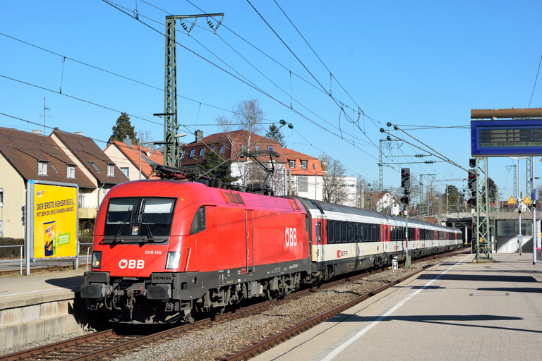 &Ouml;BB 1116 140 mit IC 187 bei km 15,6 (Februar 2019)