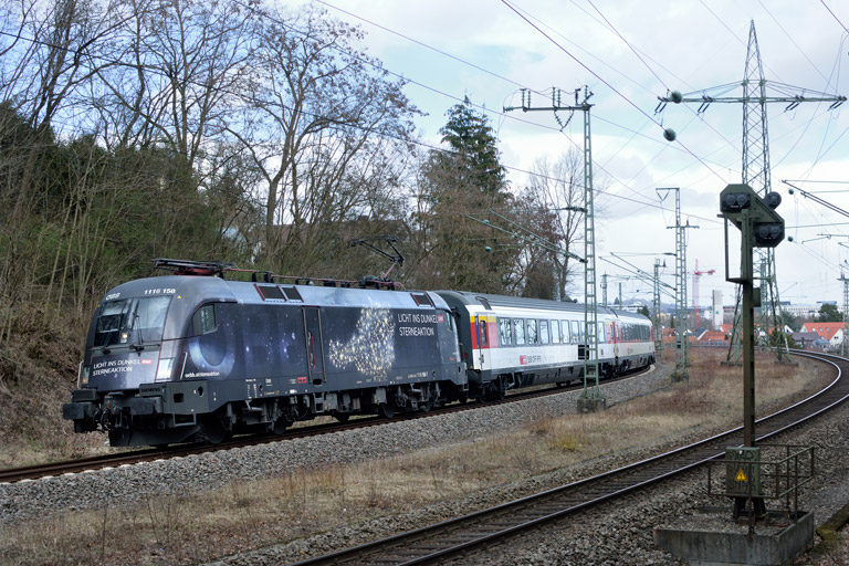 &Ouml;BB 1116 158 mit IC 187 bei km 17,2 (M&auml;rz 2019)