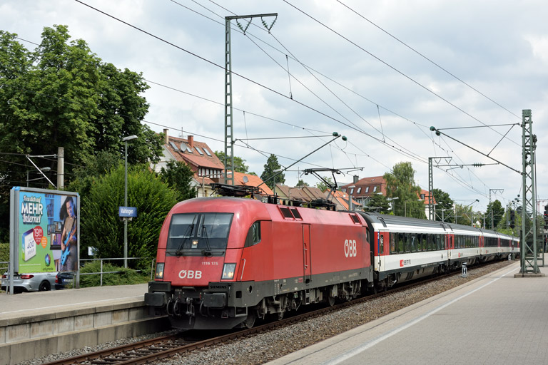 &Ouml;BB 1116 175 mit IC 187 bei km 15,6 (Juli 2019)