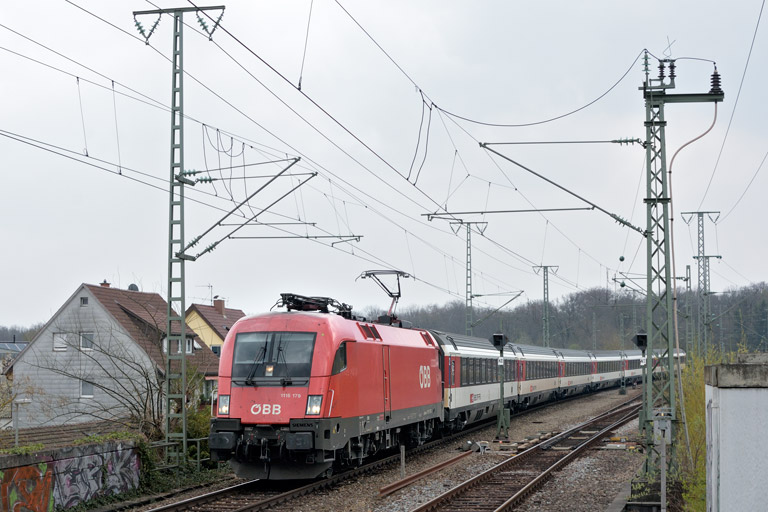 &Ouml;BB 1116 179 mit IC 188 bei km 16,8 (April 2019)