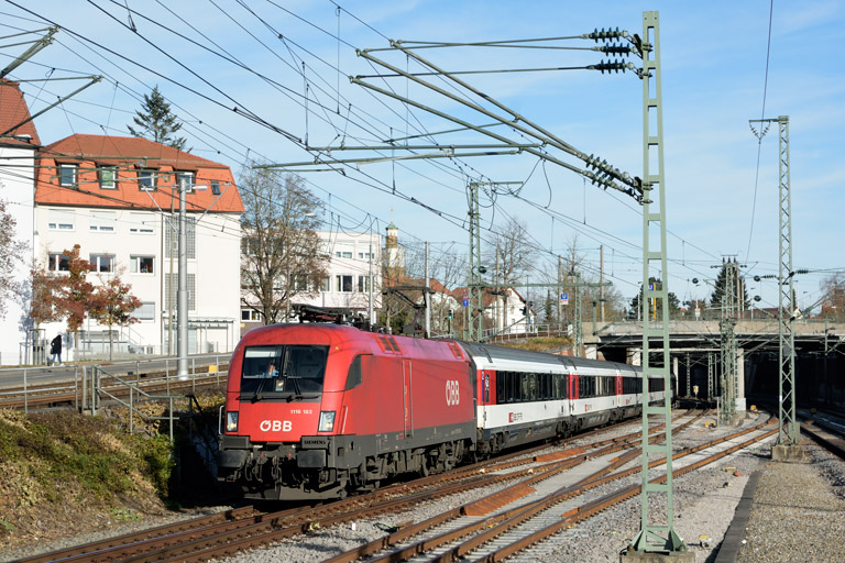 &Ouml;BB 1116 183 mit IC 187 bei km 15,4 (Dezember 2019)
