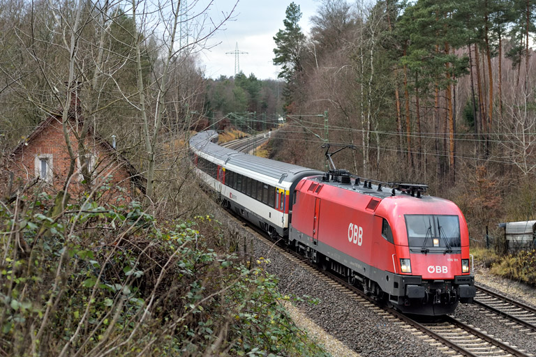&Ouml;BB 1116 191 mit IC 188 bei km 19,2 (Dezember 2019)