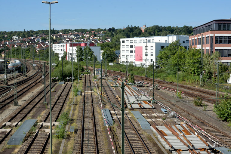 Gleiserneuerungsvorarbeiten bei km 16,0 (August 2019)
