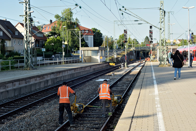 Gleiserneuerungsarbeiten bei km 15,4 (August 2019)