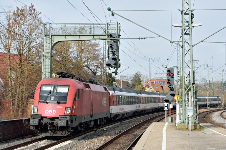 &Ouml;BB 1116 051 mit IC 187 bei km 16,6 (Februar 2020)
