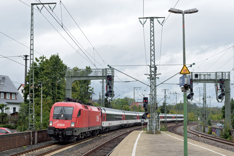 &Ouml;BB 1116 078 mit IC 281 bei km 16,6 (August 2020)