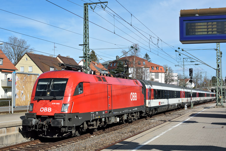&Ouml;BB 1116 088 mit IC 187 bei km 15,6 (Februar 2020)