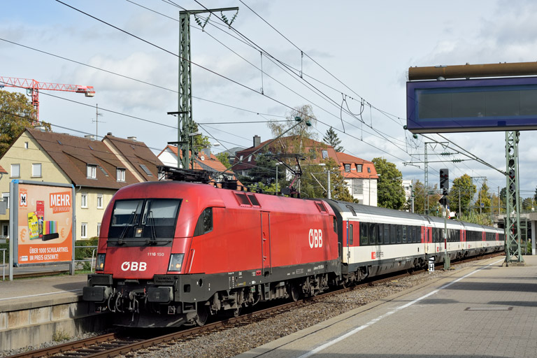 &Ouml;BB 1116 150 mit IC 187 bei km 15,6 (Oktober 2020)