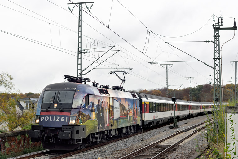 &Ouml;BB 1116 157 mit IC 188 bei km 16,8 (November 2020)