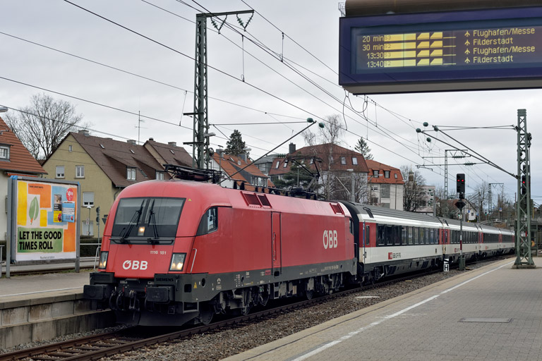 &Ouml;BB 1116 181 mit IC 187 bei km 15,6 (Februar 2020)