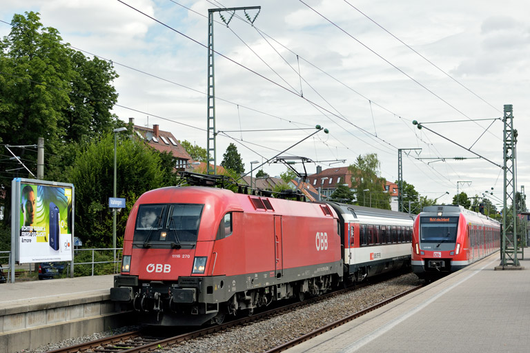 &Ouml;BB 1116 270 mit IC 187 bei km 15,6 (Juli 2020)