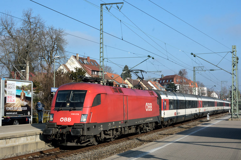 &Ouml;BB 1116 276 mit IC 187 bei km 15,6 (Januar 2020)