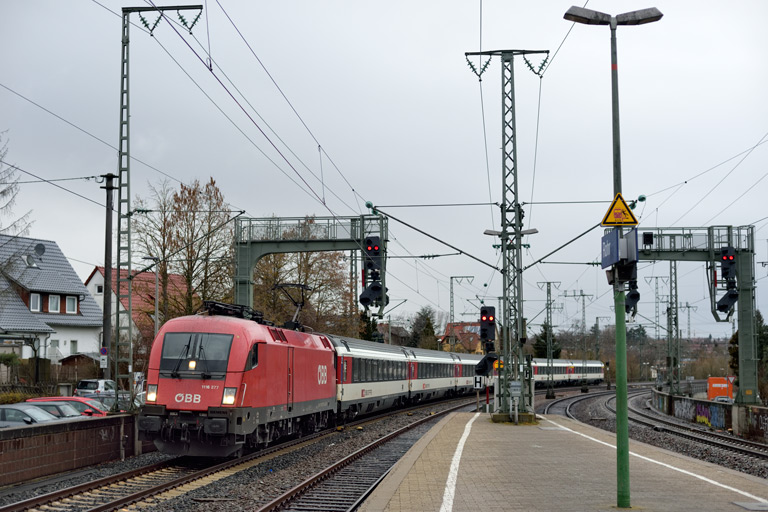 &Ouml;BB 1116 277 mit IC 281 bei km 16,6 (Februar 2020)