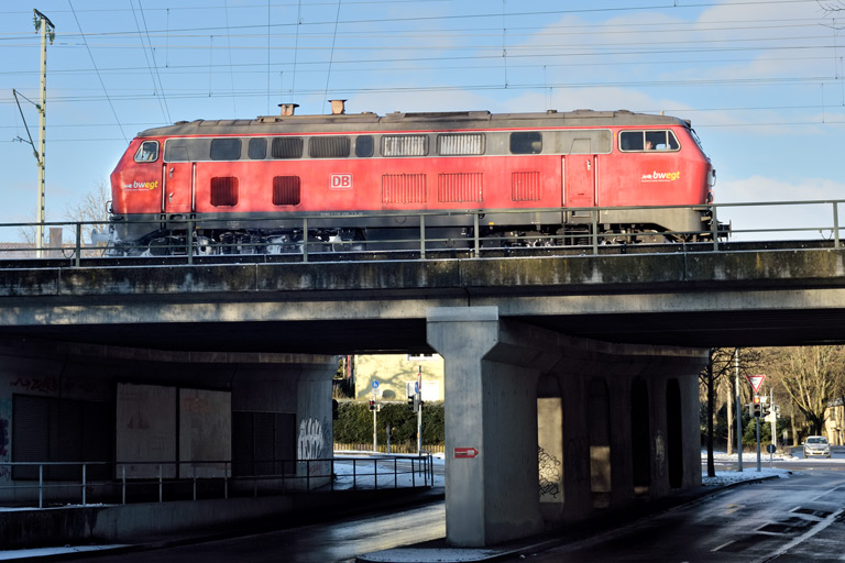 218 456 als T 77734 bei km 16,4 (Januar 2021)